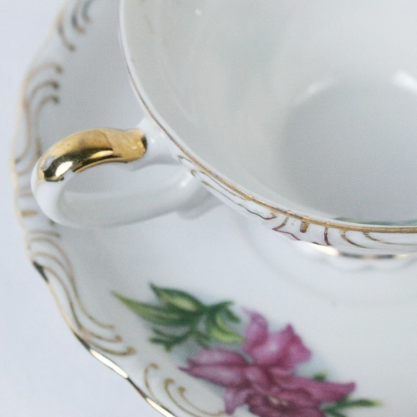 Vintage Sterling China Pink Daffodil Teacup & Saucer Set - Very Good Condition