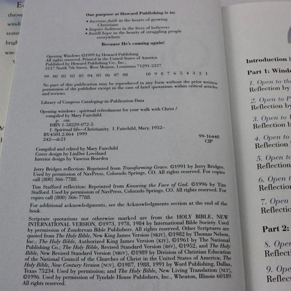 Opening Windows: Spiritual Refreshment for Your Walk with Christ 2004 Hardcover