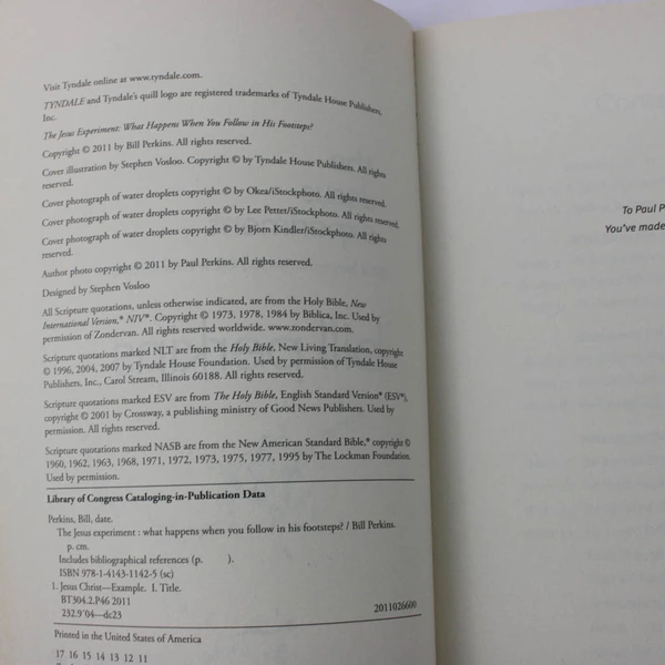 The Jesus Experiment by Bill Perkins 2011 Paperback