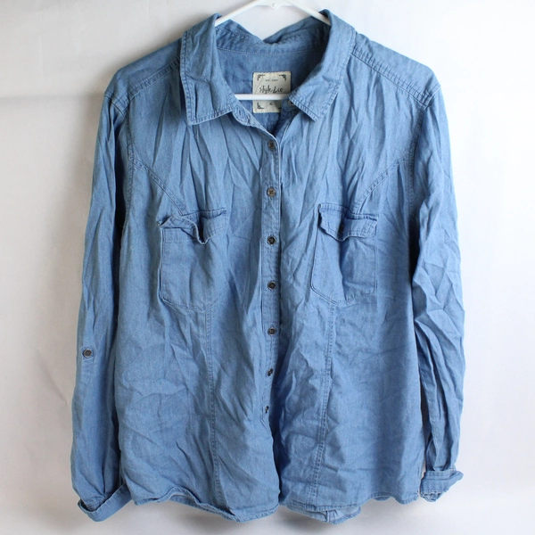 Style & Co. Blue Button-Down Shirt Women's Size XL