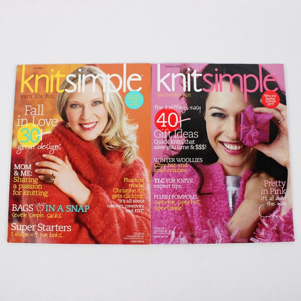 Lot of 2 Knit Simple Magazines Fall & Holiday 2008 Edition Craft Patterns