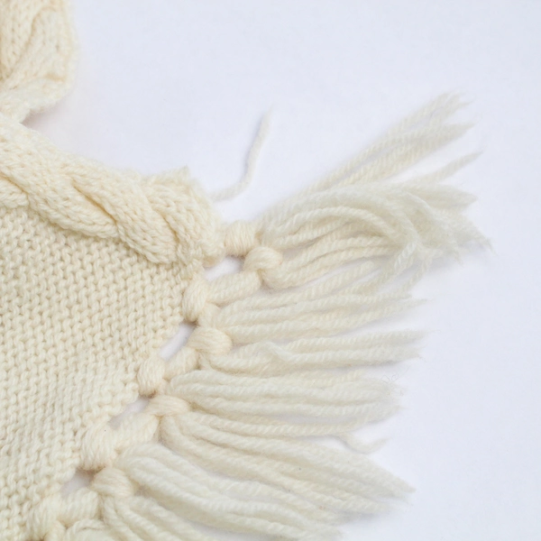 Cream-Colored Knit Afghan Throw Blanket Pink Floral Design 60x76 in