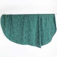 Dark Green Scroll Pattern Oval Tablecloth 58" x 62" Pre-Owned