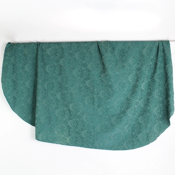 Dark Green Scroll Pattern Oval Tablecloth 58" x 62" Pre-Owned