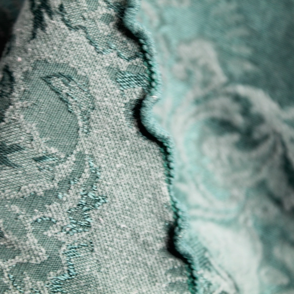 Dark Green Scroll Pattern Oval Tablecloth 58" x 62" Pre-Owned