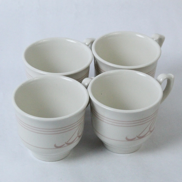 Set of 4 Homer Laughlin Seville Pink Swirl Coffee Cups - Vintage Mugs