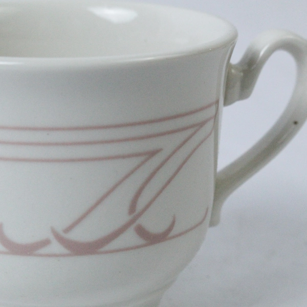 Set of 4 Homer Laughlin Seville Pink Swirl Coffee Cups - Vintage Mugs