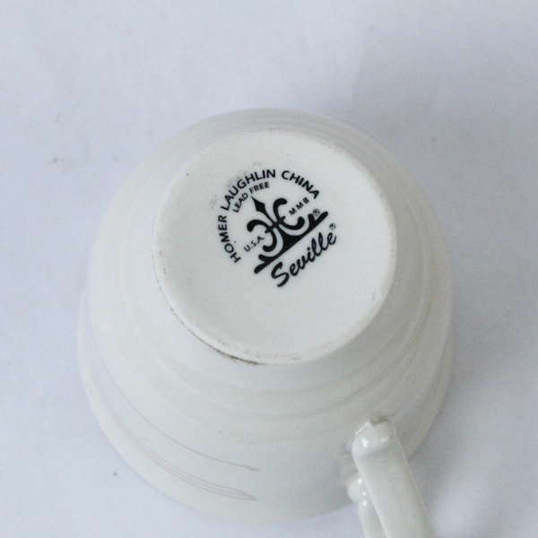 Set of 4 Homer Laughlin Seville Pink Swirl Coffee Cups - Vintage Mugs