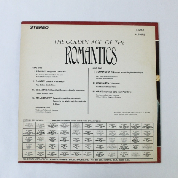 London Philharmonic Orchestra Golden Age of Romantics Vinyl Record S-5096