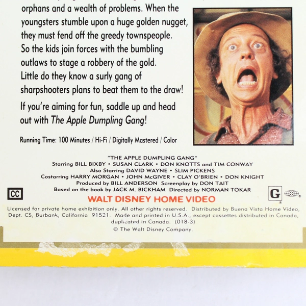 The Apple Dumpling Gang (VHS, 1996 Walt Disney) Don Knotts, Tim Conway