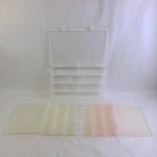 Lot of 3 Clear Plastic Craft Materials Boxes Each with Multiple Compartments