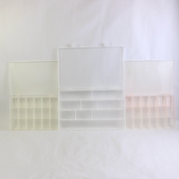 Lot of 3 Clear Plastic Craft Materials Boxes Each with Multiple Compartments