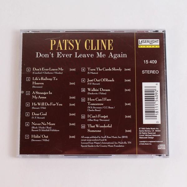 Don't Ever Leave Me Again Patsy Cline CD 1993 Laserlight Delta