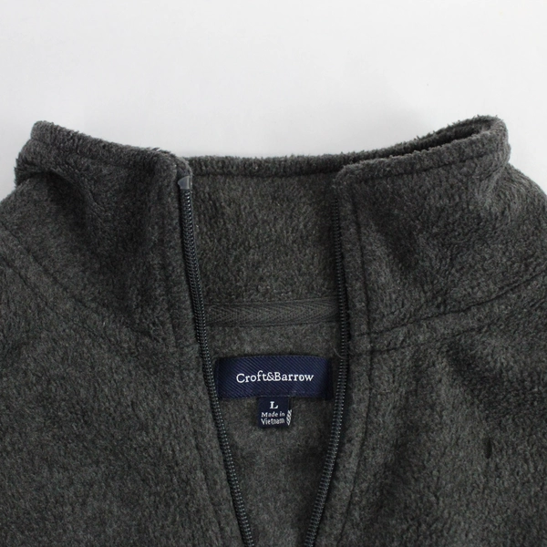 Croft & Barrow Men's Gray Fleece Jacket Size Large 100% Polyester