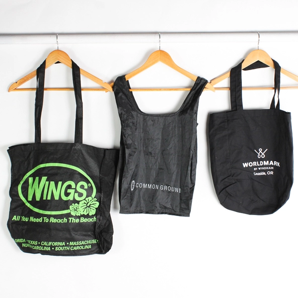 Lot of 12 Black and Gray Reusable Shopping Bags Eco-Friendly