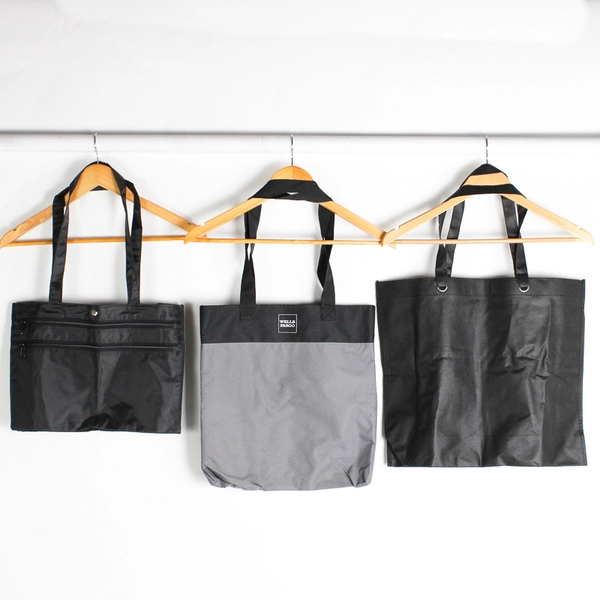 Lot of 12 Black and Gray Reusable Shopping Bags Eco-Friendly