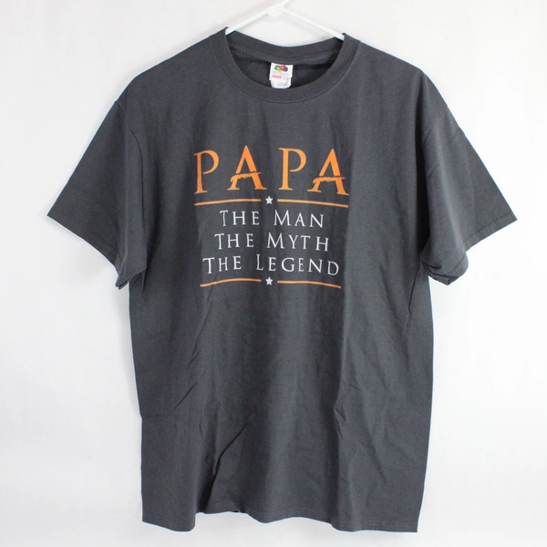 Fruit Of The Loom Gray and Orange Papa T-Shirt Men's Size Large