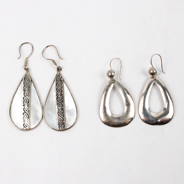 5 Pairs Whimsical Silver-Tone and Gold-Tone Metal Drop Dangle Earrings