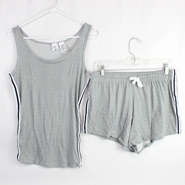 Good Nite by Blue Star Women's Tank & Short Set Double Strip Gray Medium 8-10