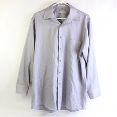Geoffrey Beene Sateen Light Gray Button-Up Shirt Men's Size Large 16