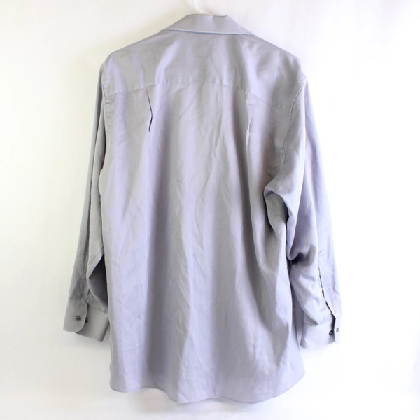 Geoffrey Beene Sateen Light Gray Button-Up Shirt Men's Size Large 16