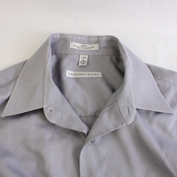 Geoffrey Beene Sateen Light Gray Button-Up Shirt Men's Size Large 16