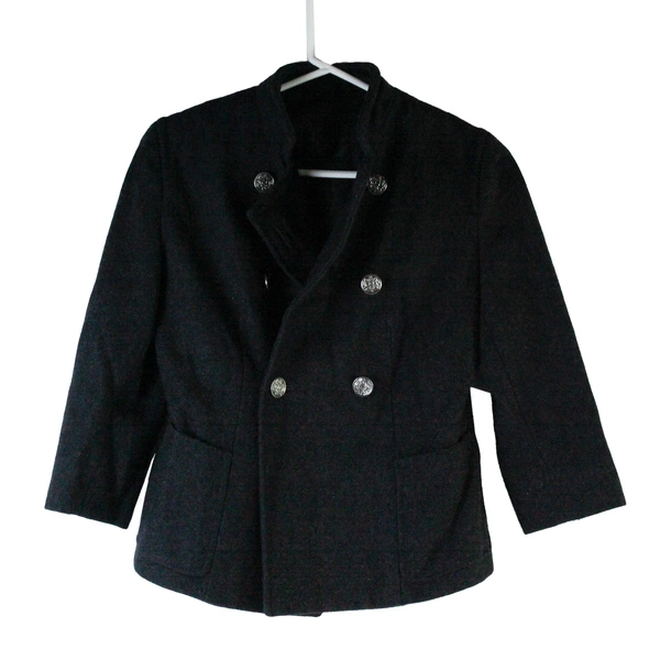 Troy Smith D Charcoal Gray Wool Blend Jacket Girls Size Small Button Up