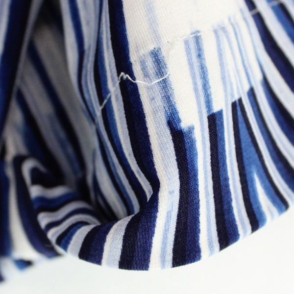 Maggy London Blue and White Geometric Patterned A-Line Midi Dress Women's 12