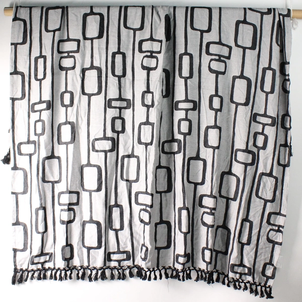 Sophia Gray Retro Pattern Women's Shawl Wrap With Tassels 50" x 64"