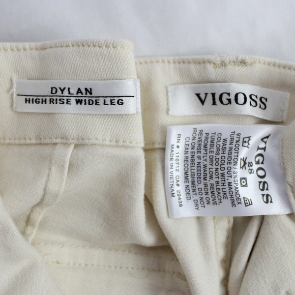 Vigoss Dylan High Rise Wide Leg Cropped Ivory Jeans Women's Size 28