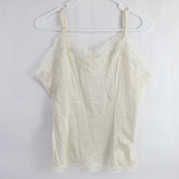 Vintage AJ Schneierson Lace Trim Beige Lingerie Camisole Women's Size 16/38