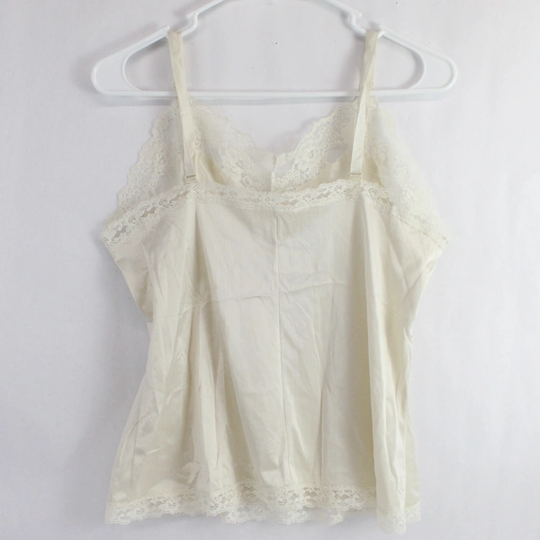 Vintage AJ Schneierson Lace Trim Beige Lingerie Camisole Women's Size 16/38