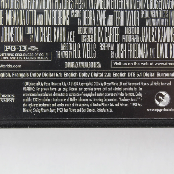 War of the Worlds DVD 2005 Tom Cruise Dakota Fanning Widescreen Good Pre-Owned