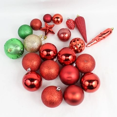Lot of 22 Assorted Red Green and Gold Christmas Baubles and Ornaments