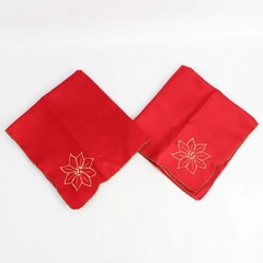 Lot of 2 Fred Meyer Red Christmas Themed Dinner Placemats Gold Flower Design