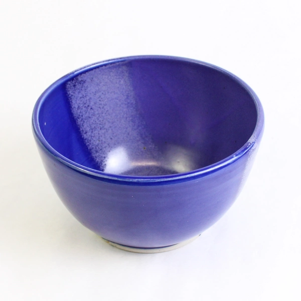 Two Tone Blue Art Pottery Bowl Signed and Dated Decorative Serveware 6"