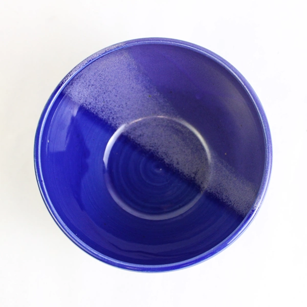 Two Tone Blue Art Pottery Bowl Signed and Dated Decorative Serveware 6"