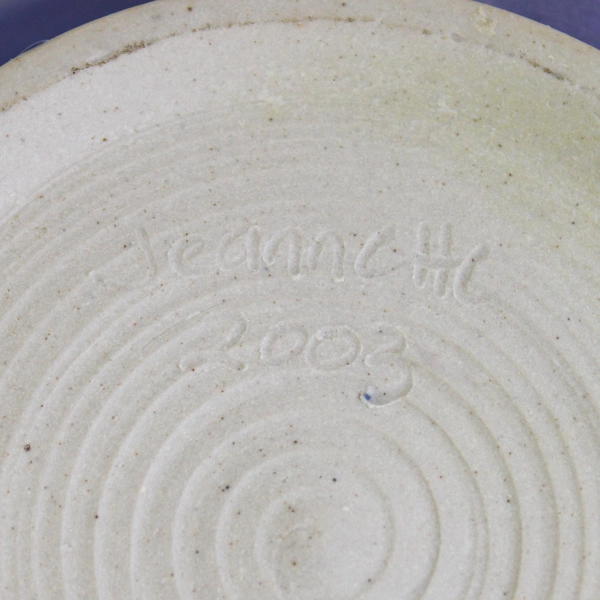 Two Tone Blue Art Pottery Bowl Signed and Dated Decorative Serveware 6"