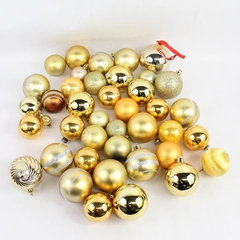 Lot of 41 Shiny and Glittery Gold Christmas Ornaments Various Shapes