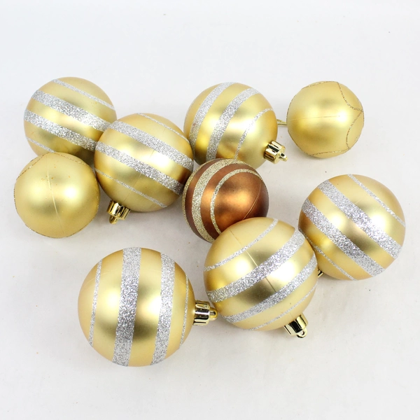 Lot of 41 Shiny and Glittery Gold Christmas Ornaments Various Shapes