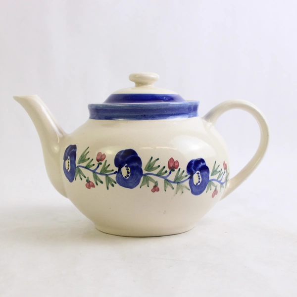 Design Pac Stoneware Blue Floral On White Teapot With Lid Pattern DNP7