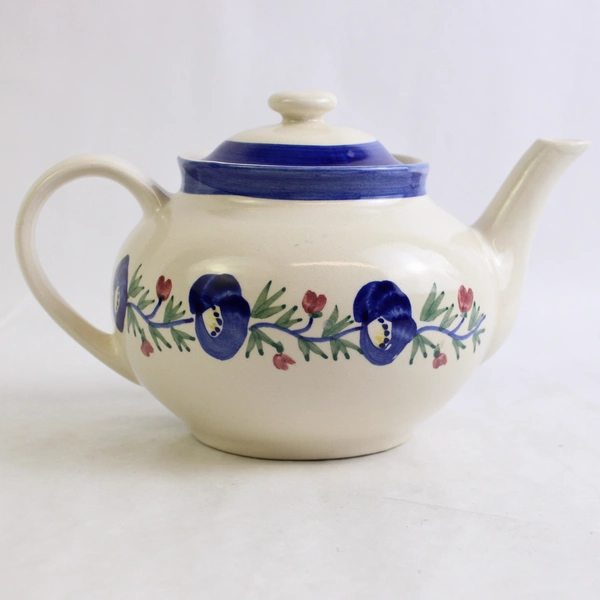 Design Pac Stoneware Blue Floral On White Teapot With Lid Pattern DNP7