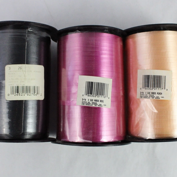 Lot of 3 New Sealed Pink and Black Rolls of Curling Ribbon