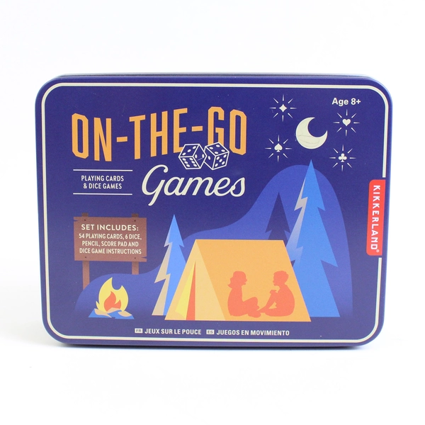 Kikkerland Design On-The-Go Games Set Complete Playing Card and Dice Game