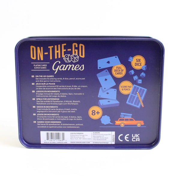 Kikkerland Design On-The-Go Games Set Complete Playing Card and Dice Game