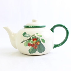 Hawthorne Manor Linda Hall Design Ceramic Teapot With Lid Cherries Lemons