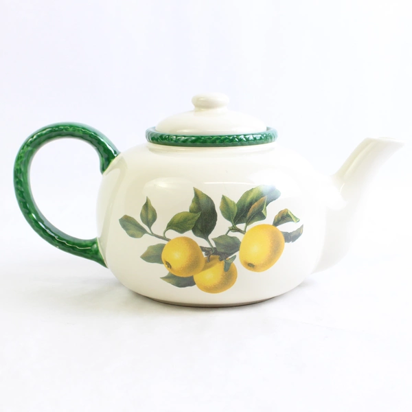 Hawthorne Manor Linda Hall Design Ceramic Teapot With Lid Cherries Lemons