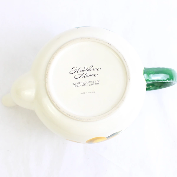 Hawthorne Manor Linda Hall Design Ceramic Teapot With Lid Cherries Lemons