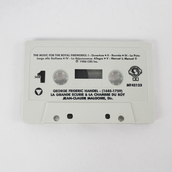 Cassette Handel Music for the Royal Fireworks Ariodante Concerto A Due Cori 1986