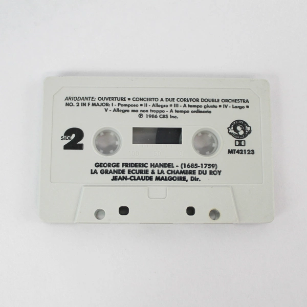 Cassette Handel Music for the Royal Fireworks Ariodante Concerto A Due Cori 1986